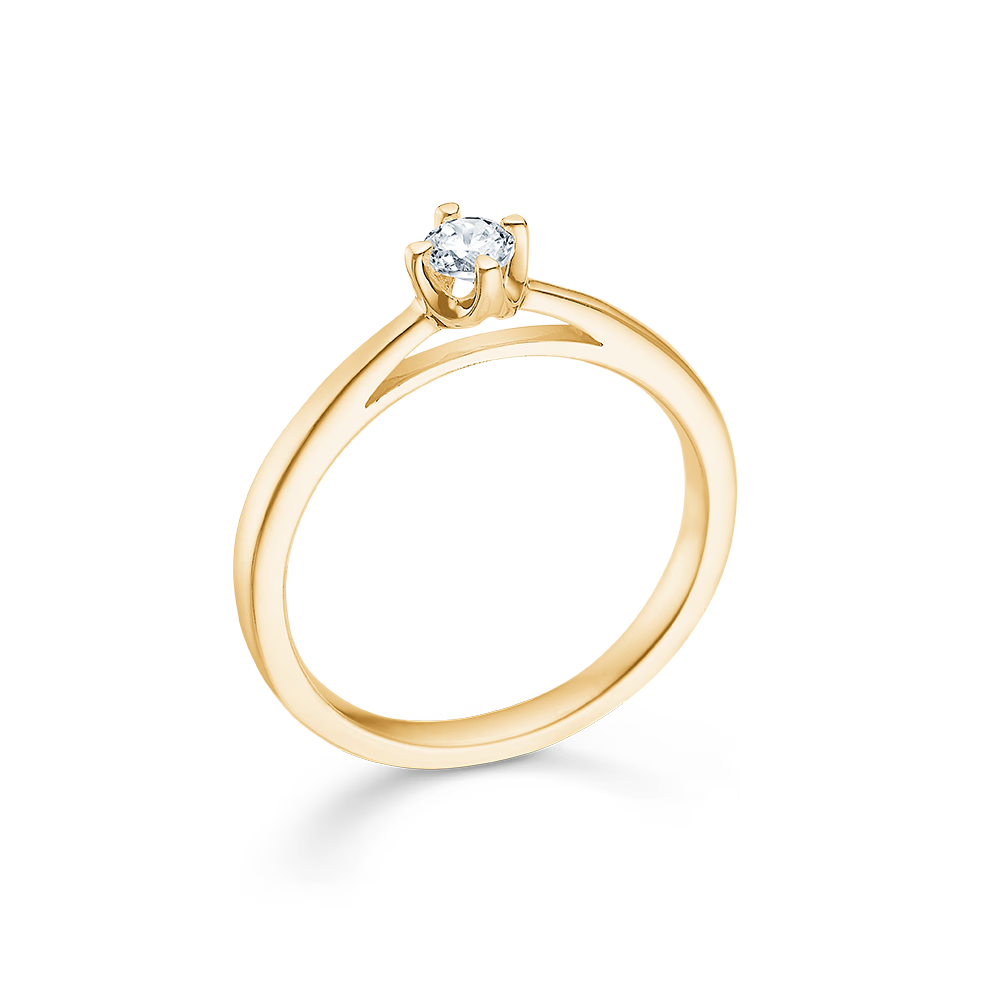 CROWN ring i 14 kt. guld m. diamant