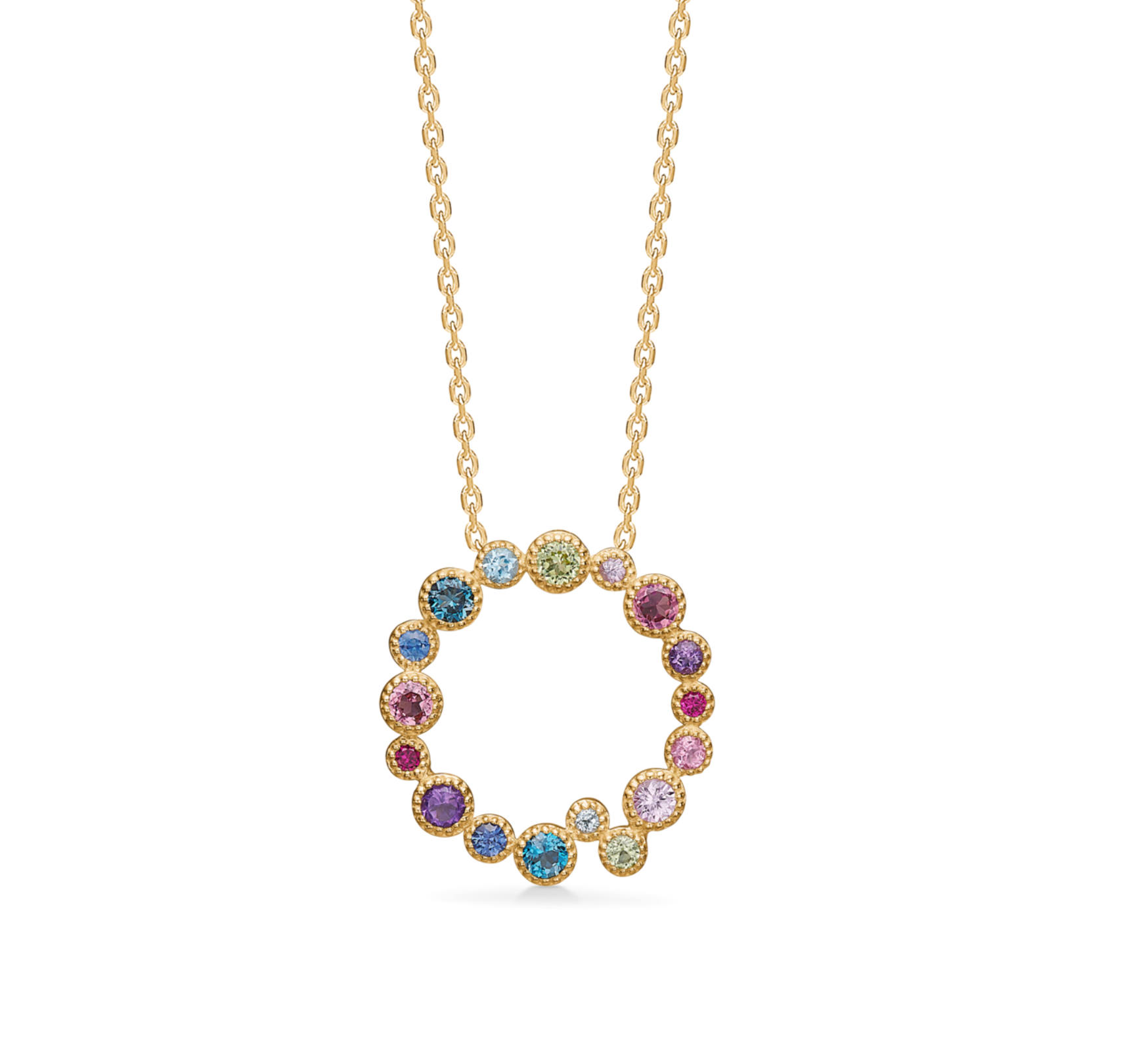 LUXURY RAINBOW Petite vedhæng i 14 kt. guld m. ægte sten