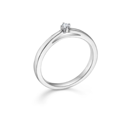 CROWN ring i 14 kt. hvidguld m. diamant