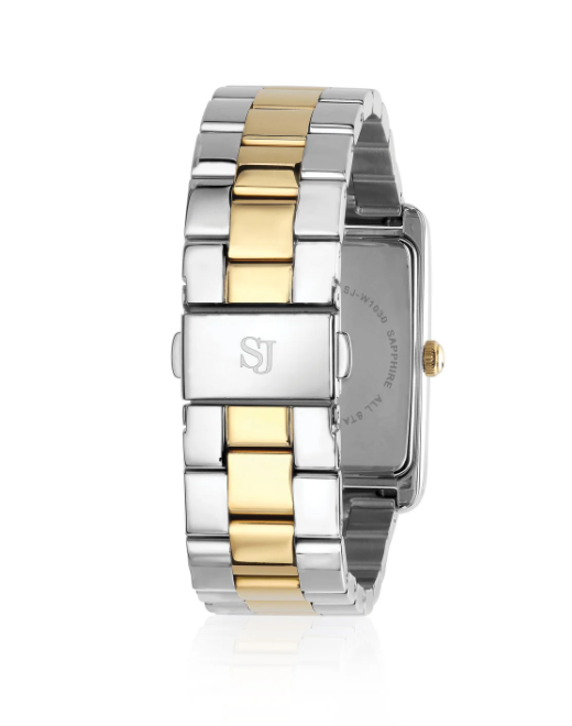 UR SANTINA - FORGYLDT RUSTFRIT STÅL MED SØLV METALLISK URSKIVE OG HVIDE ZIRCONIA.