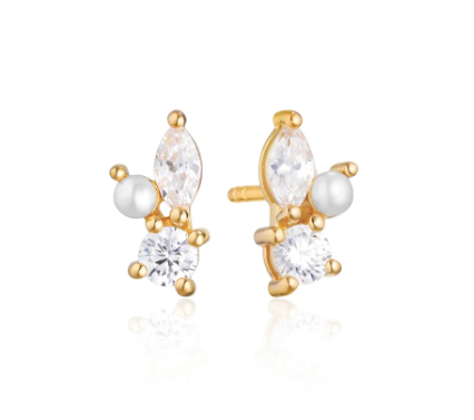 ØRERINGE ADRIA TRE PICCOLO - MED FERSKVANDSPERLE OG HVIDE ZIRKONER.