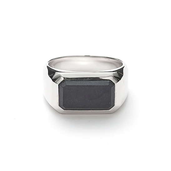 Hope Signet Ring Rectangle Onyx Matte