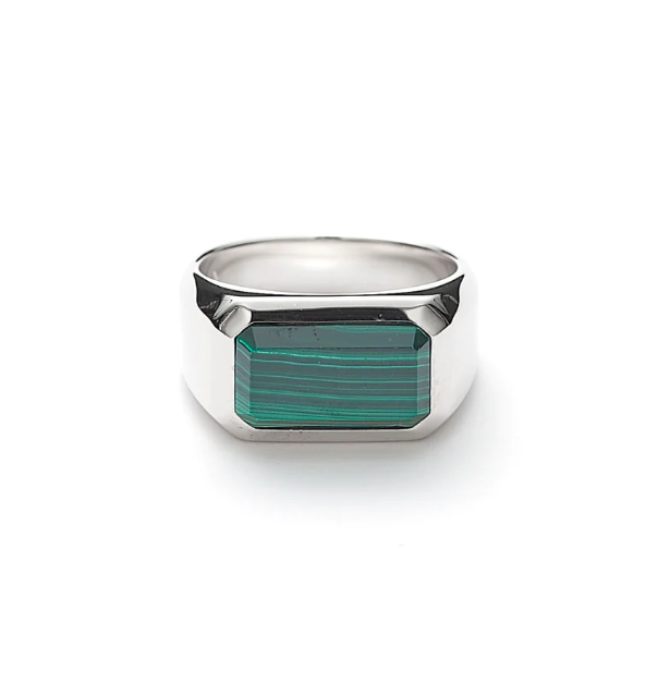 Hope Signet Ring Rectangle Malachite