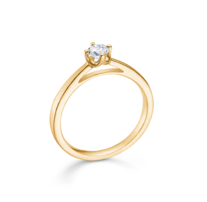 CROWN ring i 14 kt. guld m. diamant