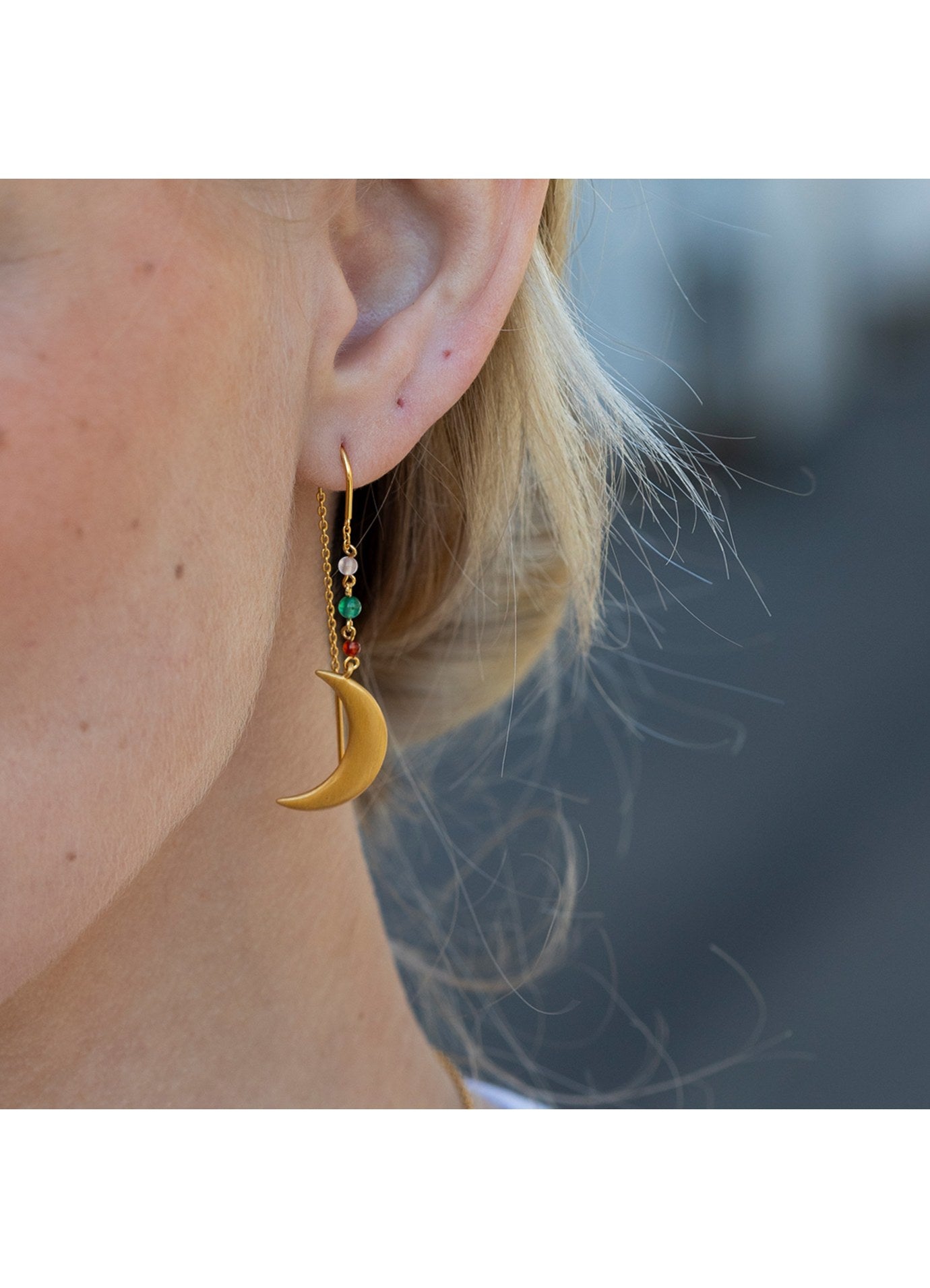 Summer Moon Forgyldte Øreringe m/Sten