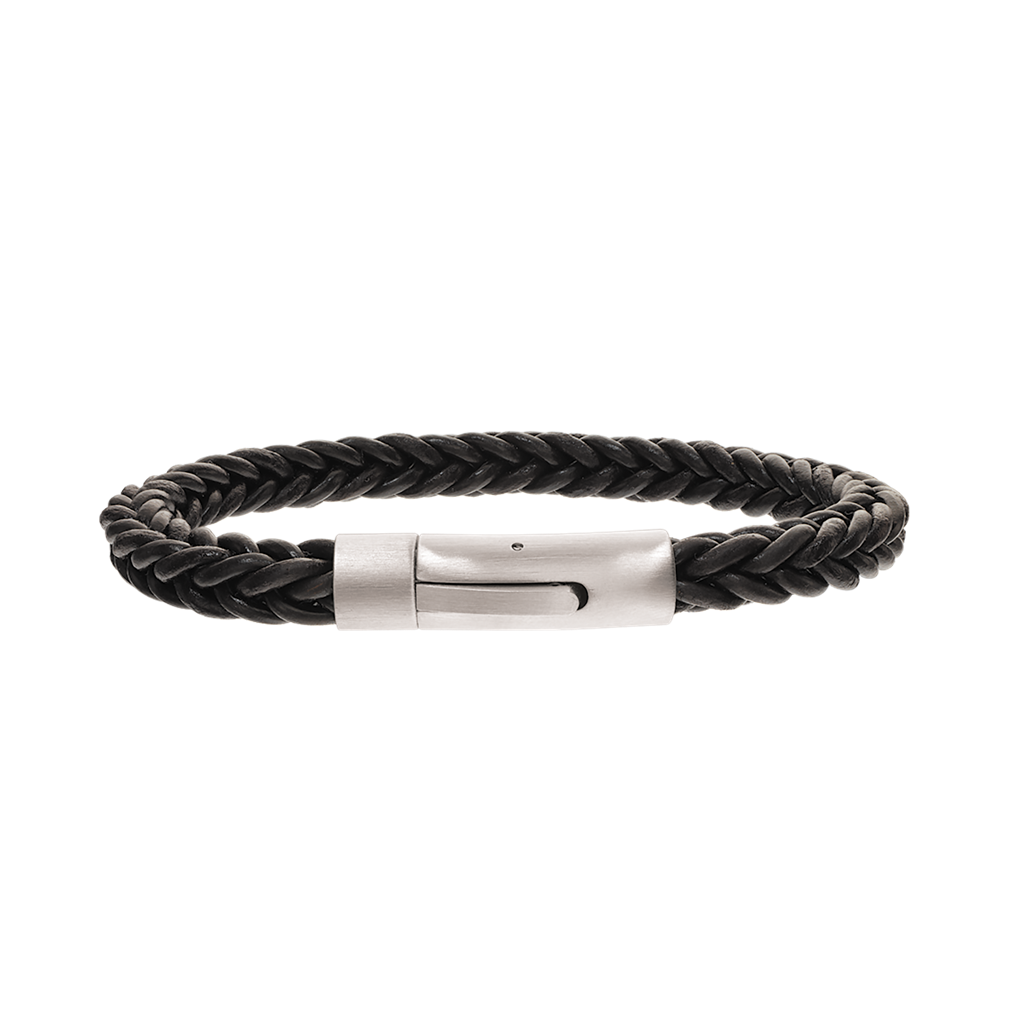 Brun flettet armbånd med stål lås