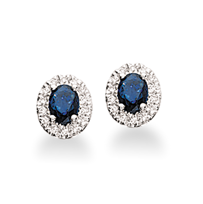 14 kt. ørestikker med safir og diamant