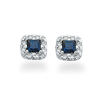 14 kt. ørestikker med safir og diamanter