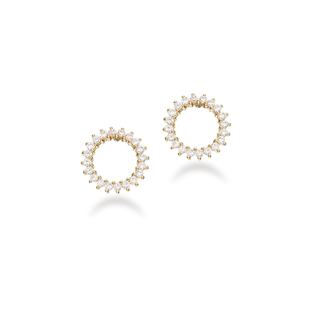 8 kt. guld cirkel ørestikker m. zirkonia