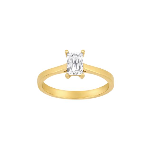 8 kt. guldring m. baguette zirkonia