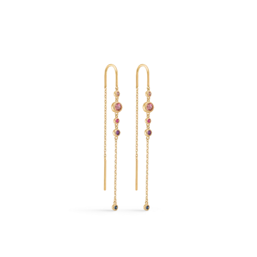 LUXURY RAINBOW 14 kt. guld ørekæder m. ædelsten