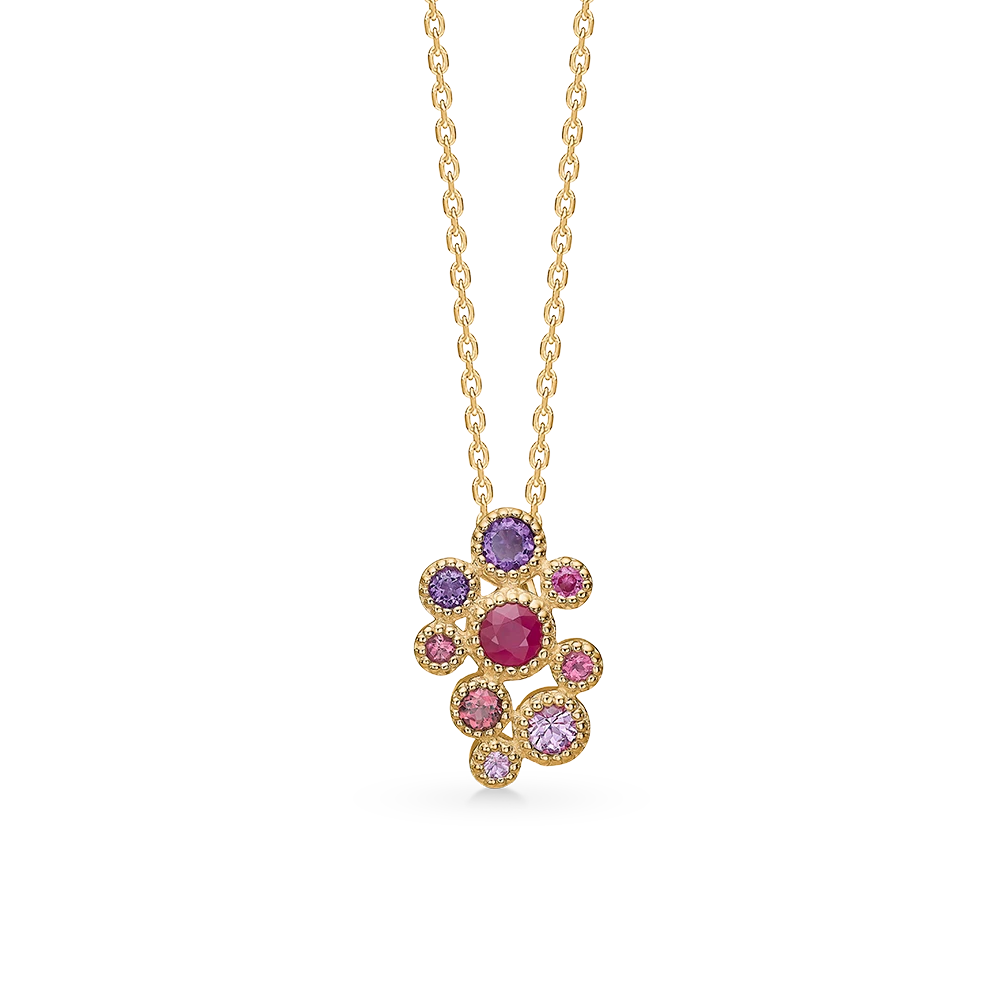 LUXURY RAINBOW vedhæng i 14 kt. guld m. ægte sten