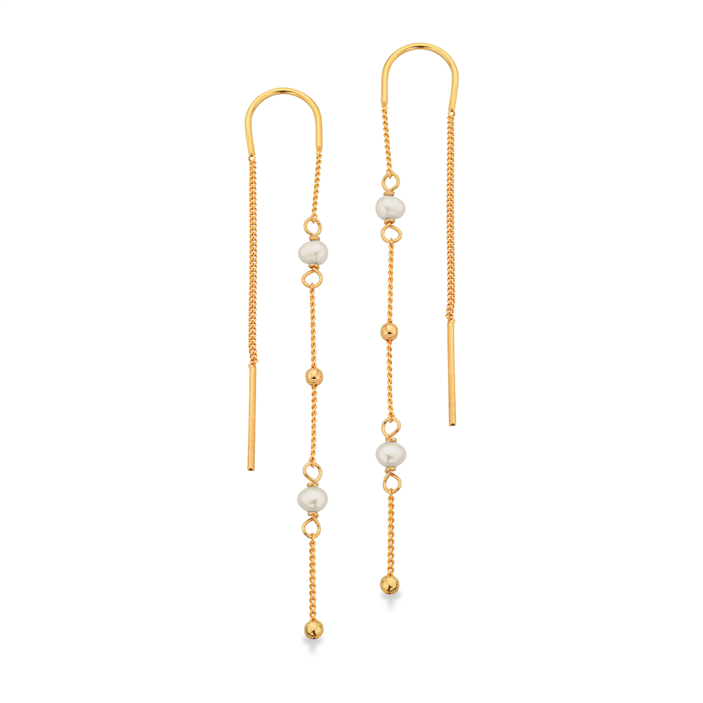 Øreringe m. perler forgyldt