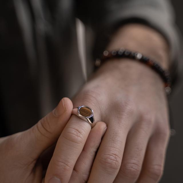 Sølv ring m. tigerøje