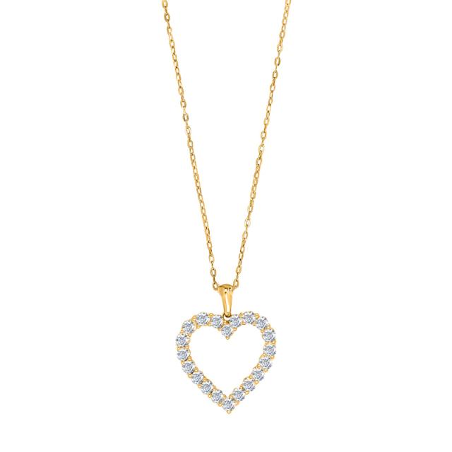 14kt. guldhalskæde m. hjerte 0.95ct