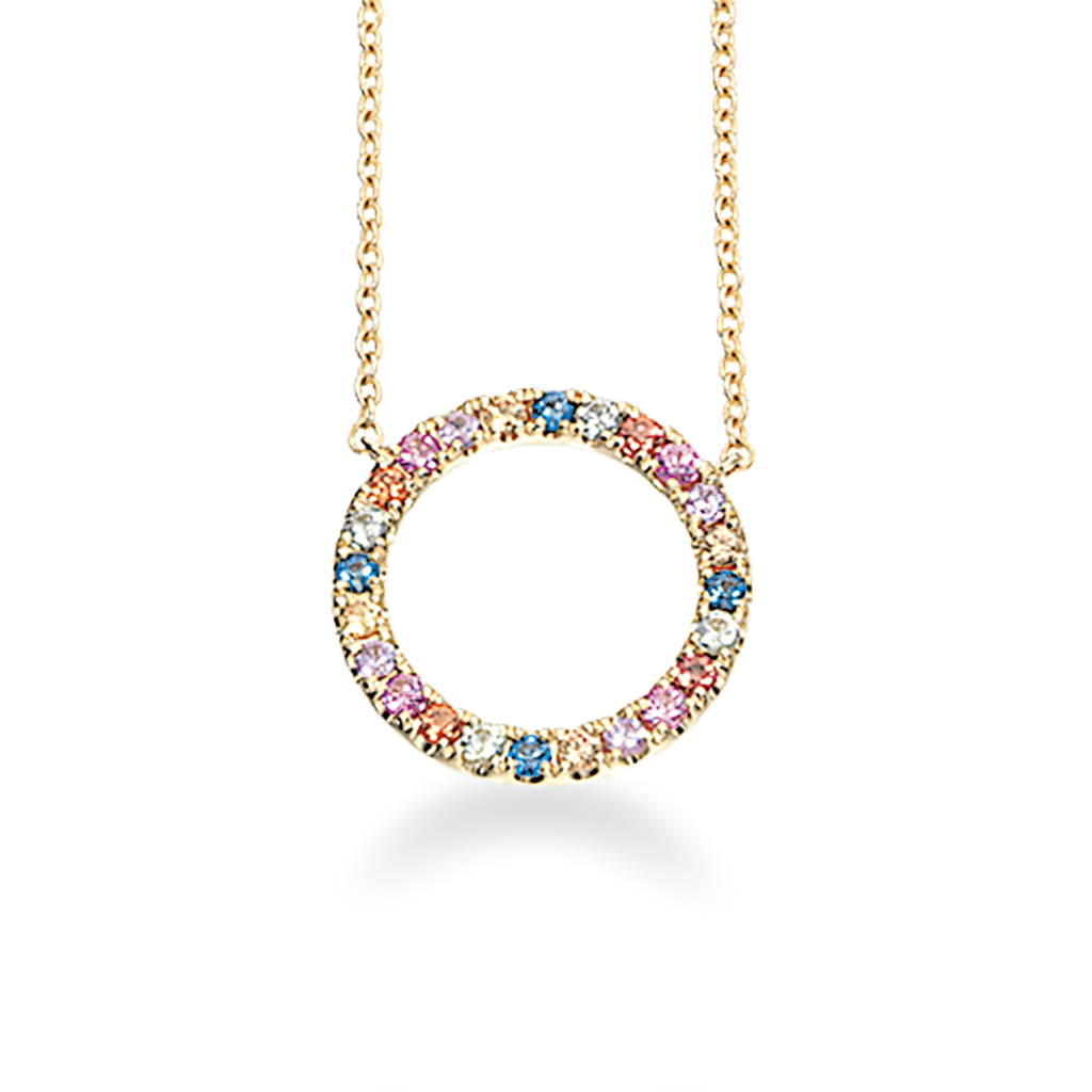 14 kt. Halsklæde med rainbow safir