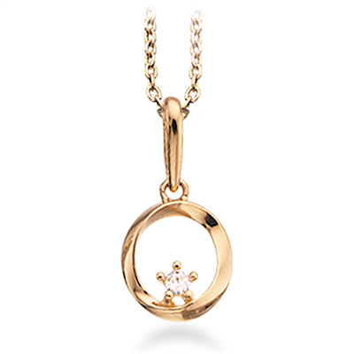 8 kt. guld cirkel halskæde m. zirkonia