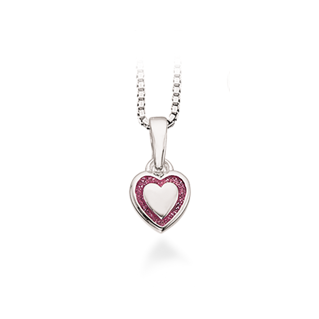 Sølv børnehalskæde m. hjerte vedhæng