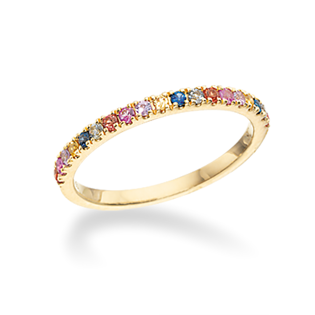 14 kt. rainbow ring med safir