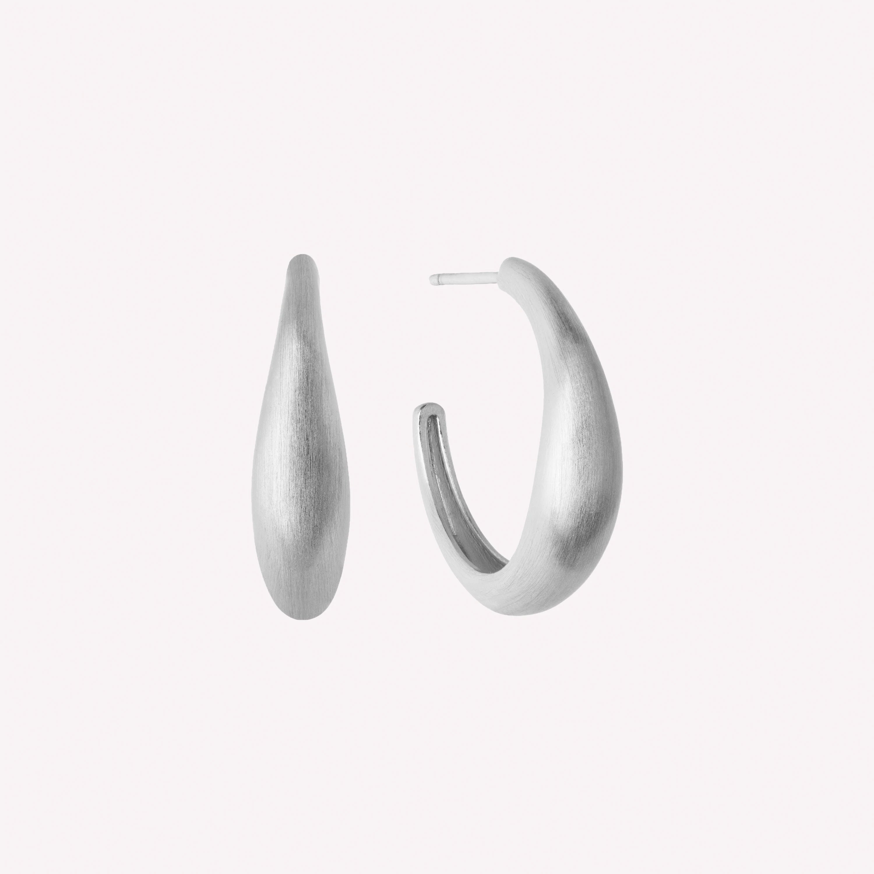 Ocean Flow sølv creoler, medium