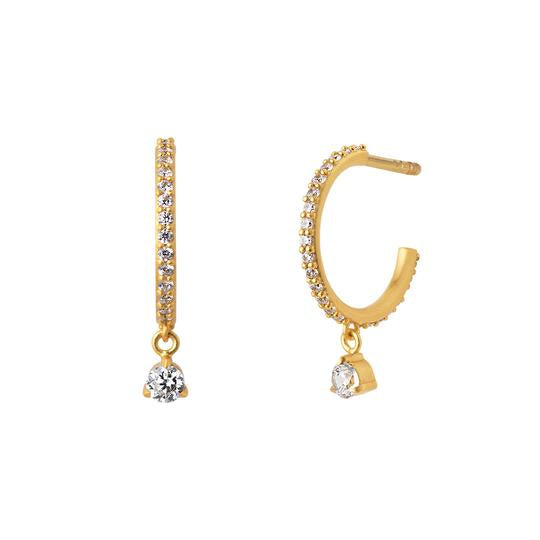 Sparkle hoops mini dangling stones - Sct. Mathias Ure & Guld