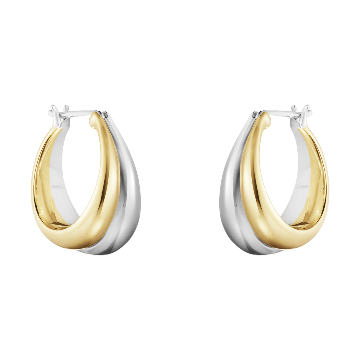 Curve Store Øreringe I Sølv og 18 kt Guld - Sct. Mathias Ure & Guld