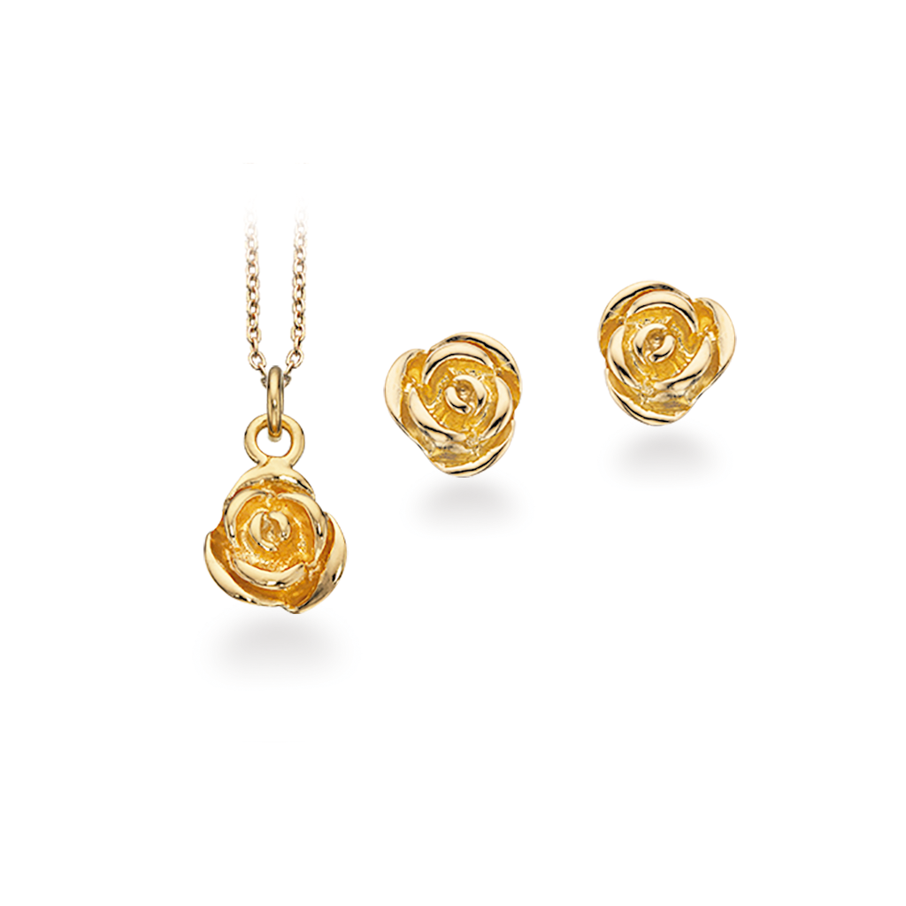 Rose smykkesæt, forgyldt