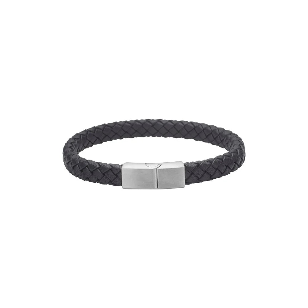 SON armbånd i sort kalveskind med stållås