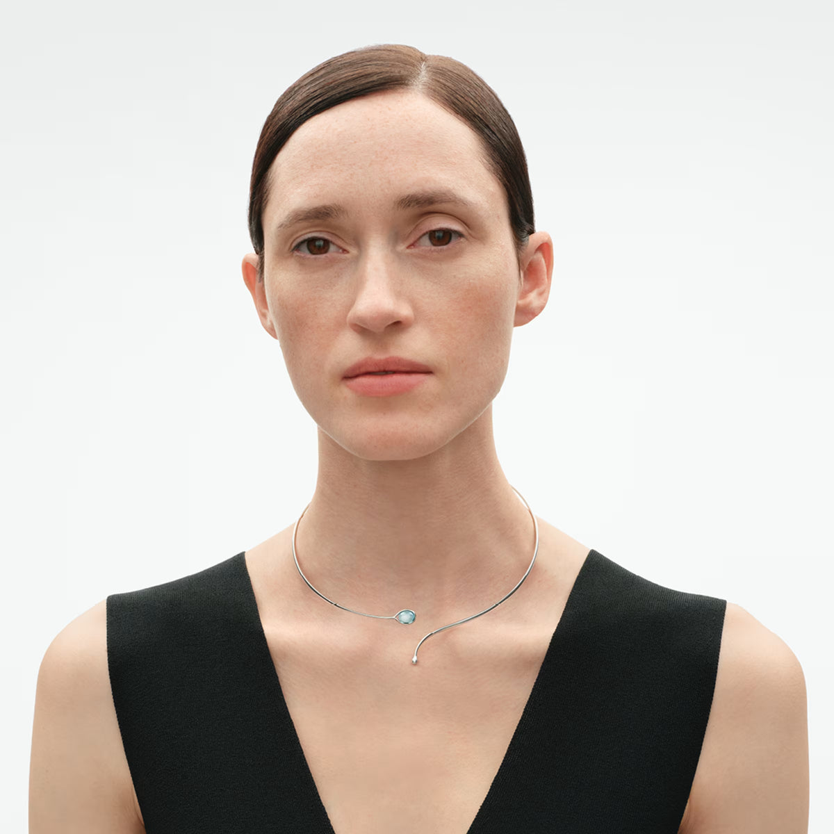 Georg Jensen Torun halsring m/ blå topas