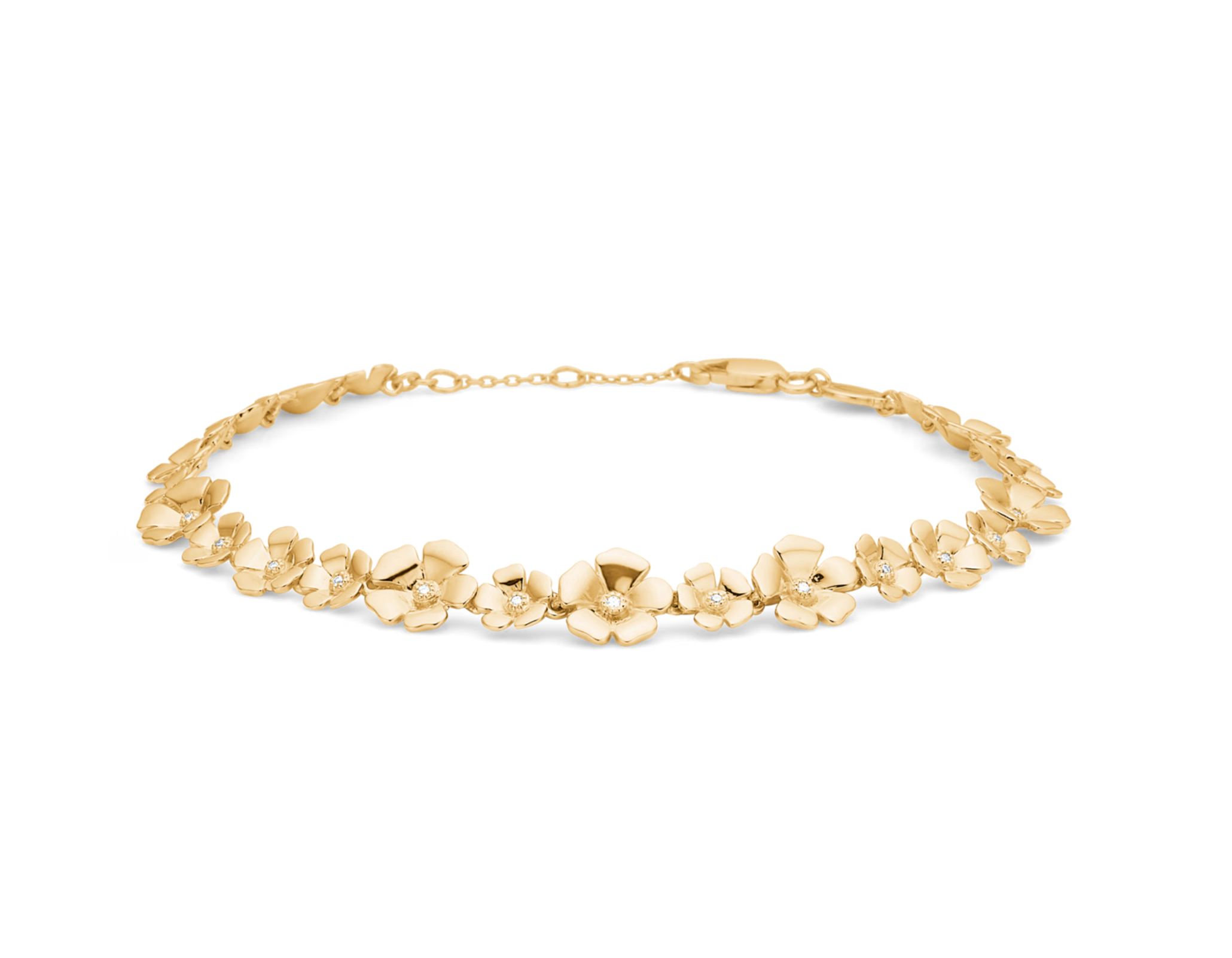 Fleur armbånd 14 kt guld m. brillanter