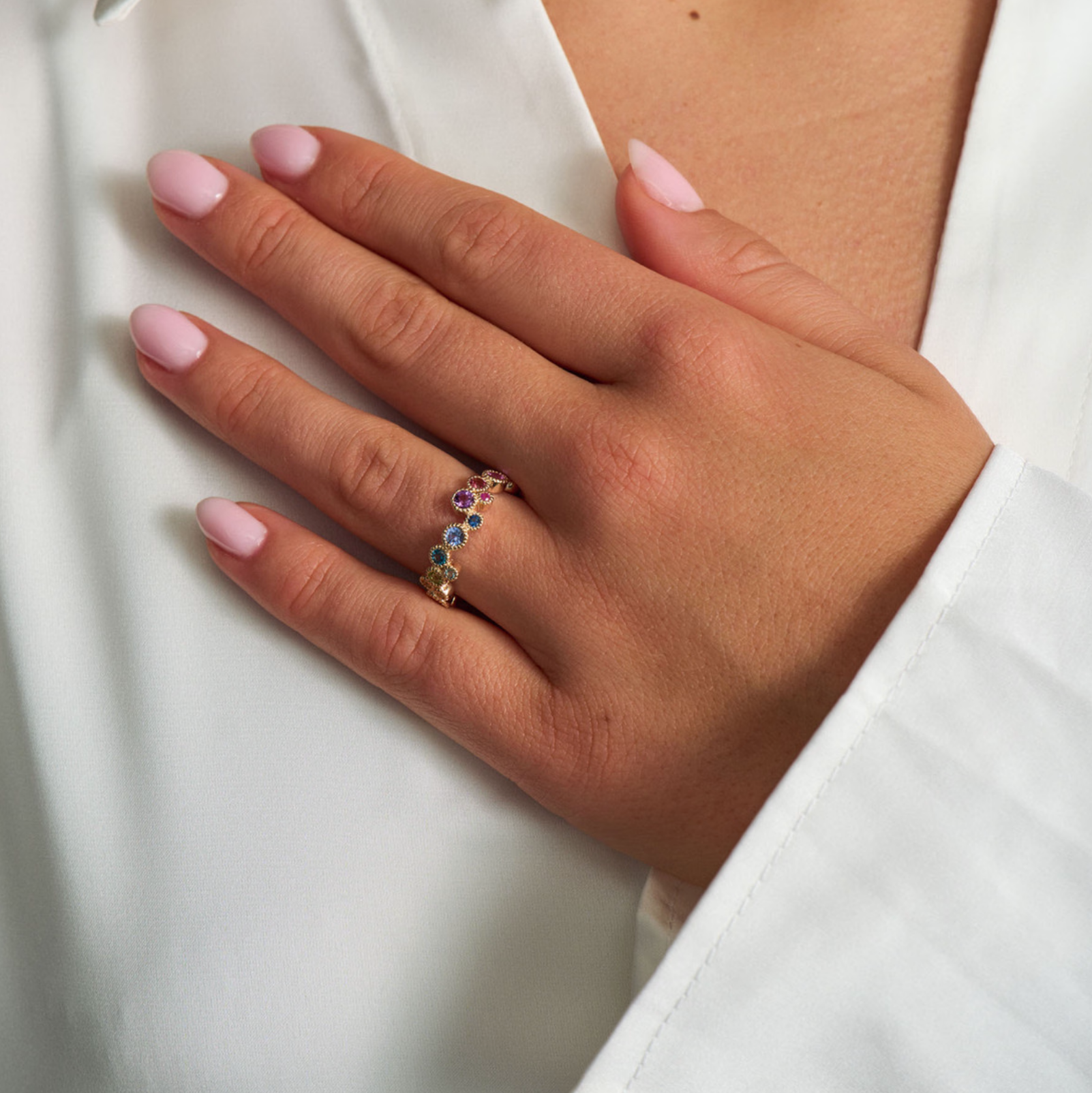 LUXURY RAINBOW ring i 14 kt. guld