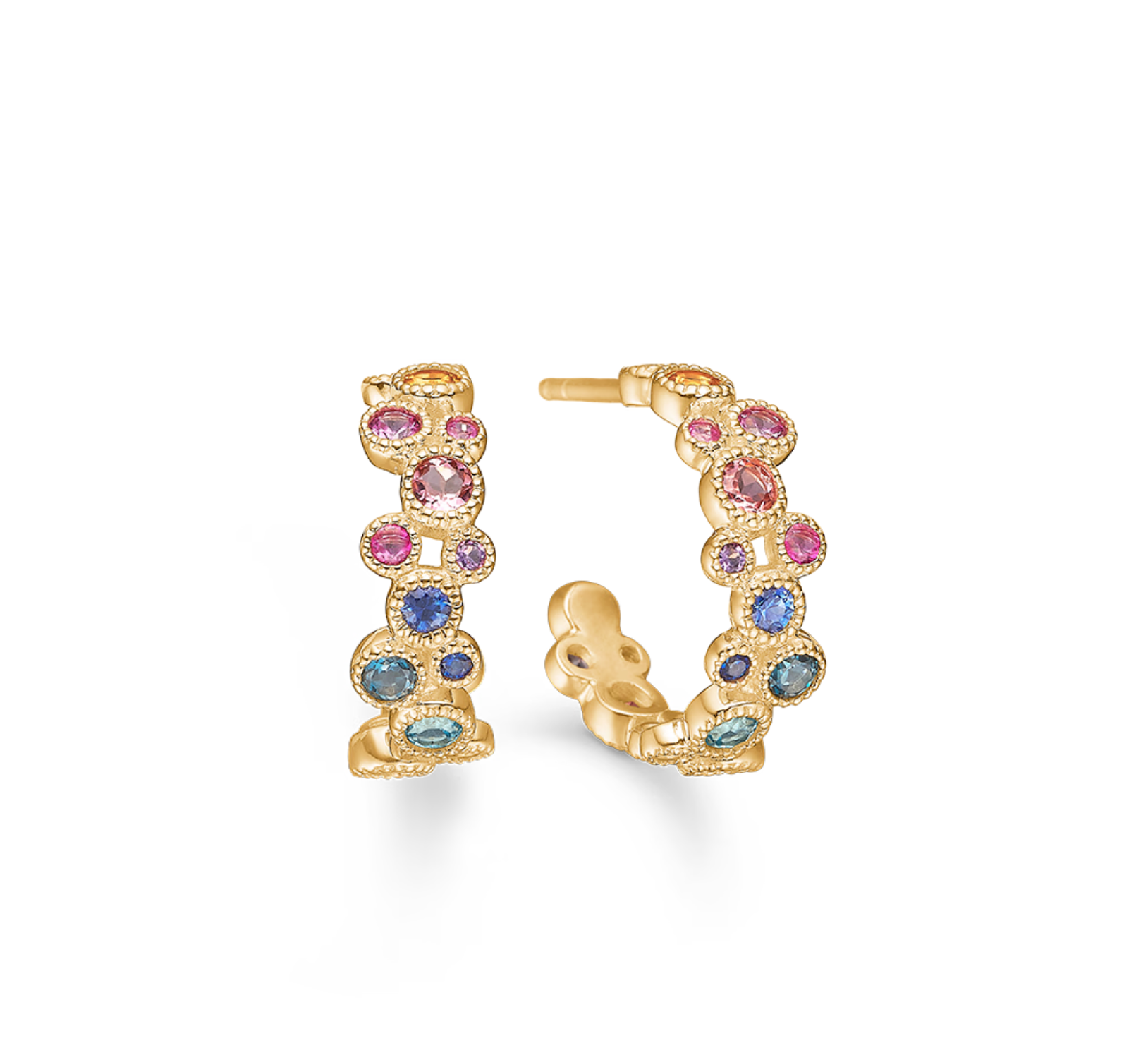LUXURY RAINBOW 14 kt. guld øreringe m. ædelsten