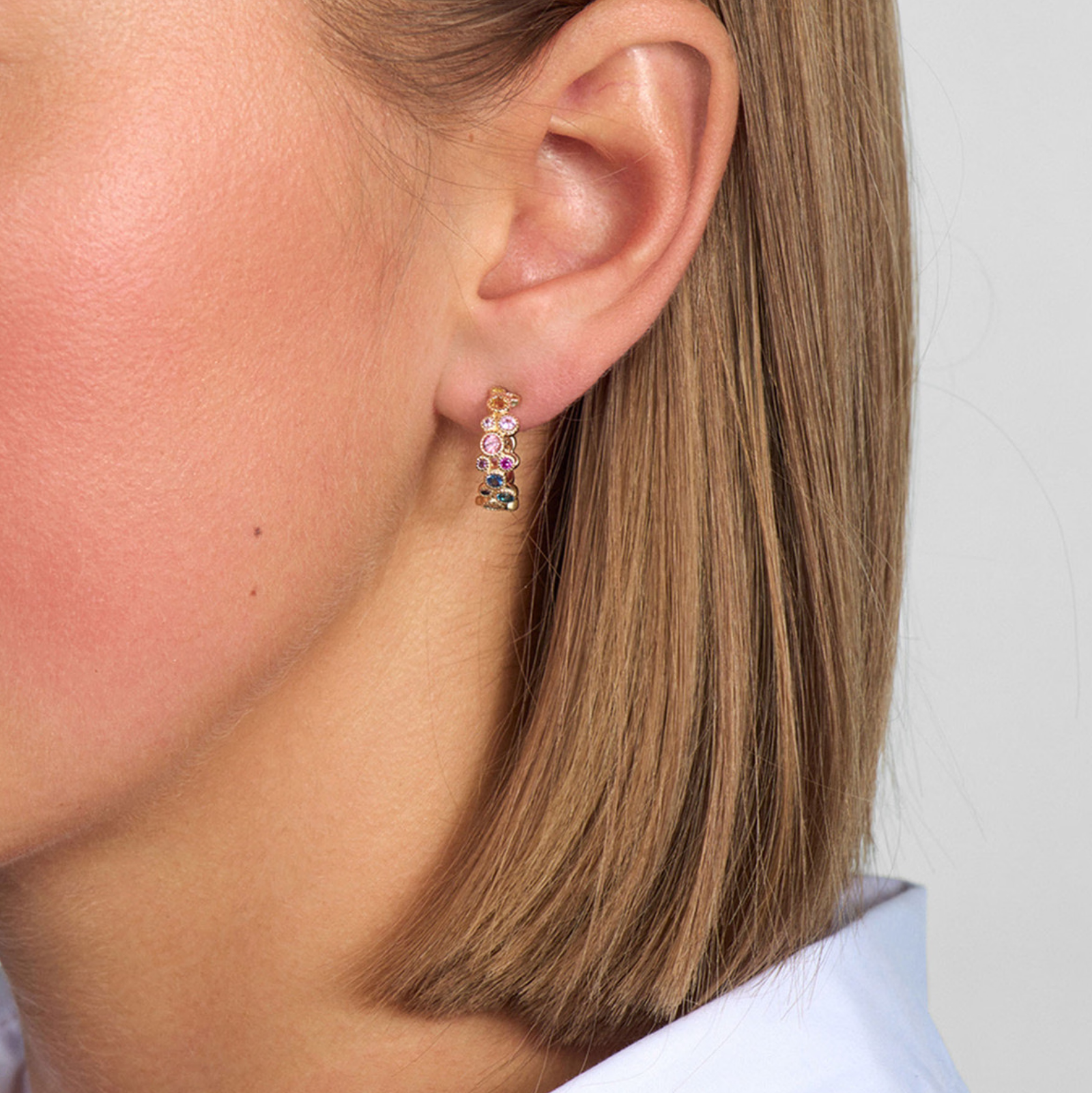 LUXURY RAINBOW 14 kt. guld øreringe m. ædelsten