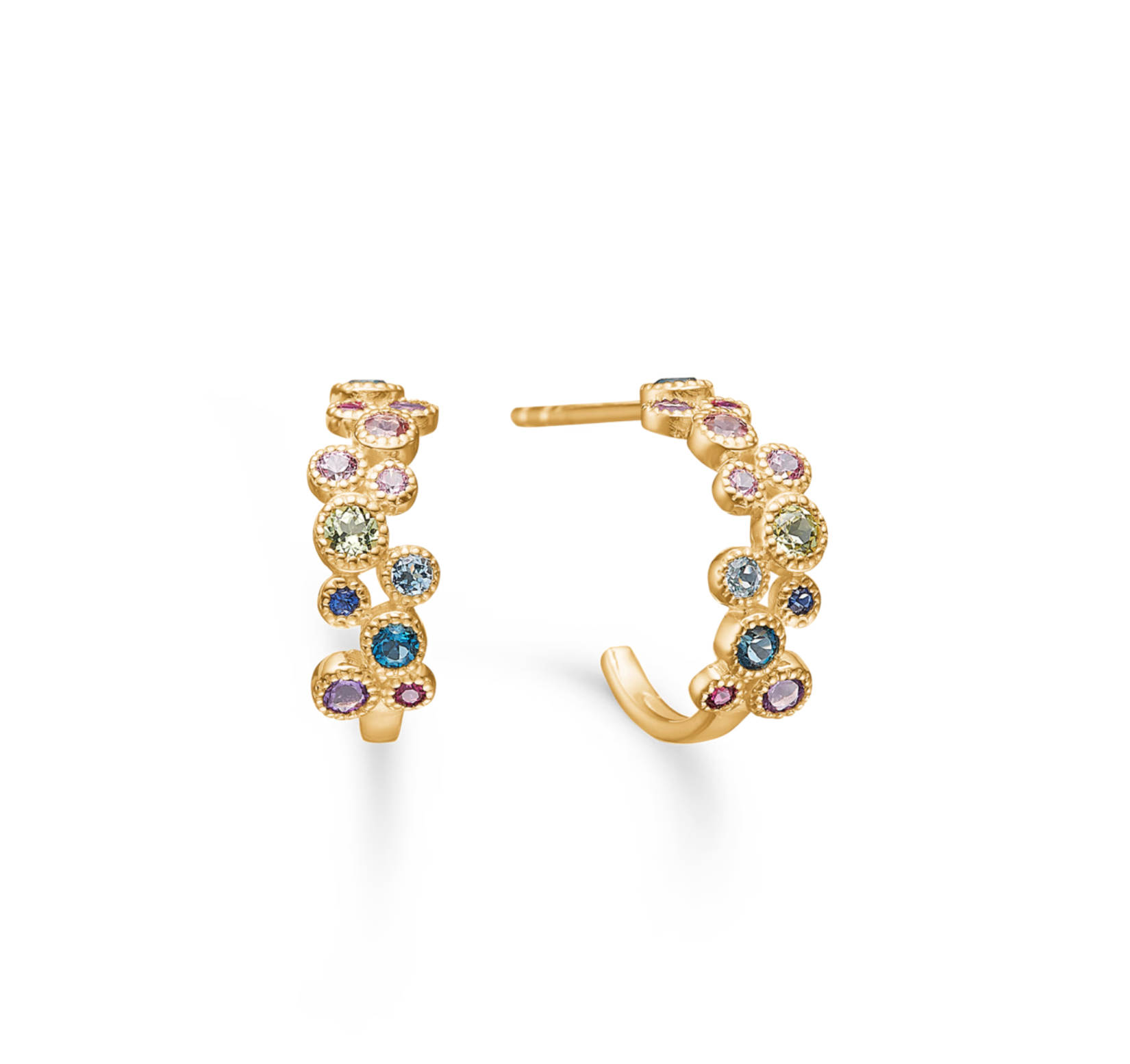 LUXURY RAINBOW 14 kt. guld øreringe m. ædelsten Petite