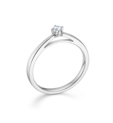 CROWN ring i 14 kt. hvidguld m. diamant