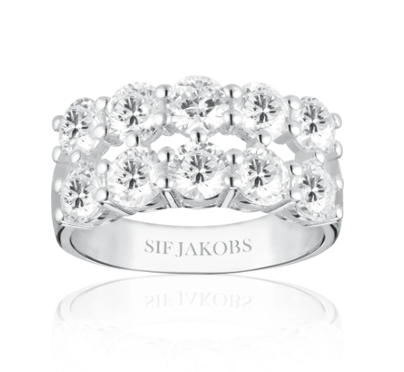 RING BELLUNO DUE - MED HVIDE ZIRCONIA