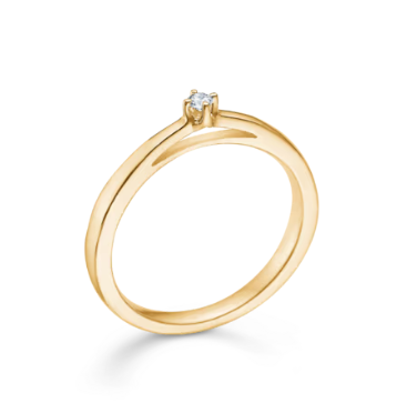 CROWN ring i 14 kt. guld m. diamant