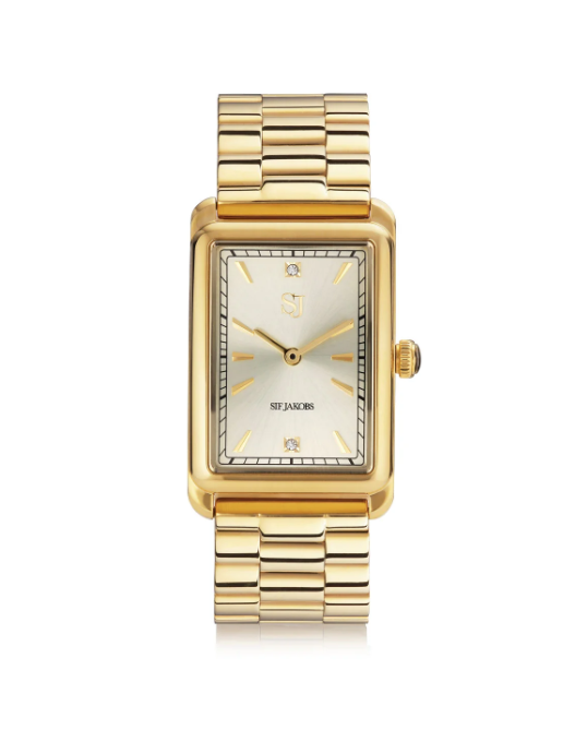 UR SANTINA - FORGYLDT RUSTFRIT STÅL MED GULD METALLISK URSKIVE OG HVIDE ZIRCONIA.