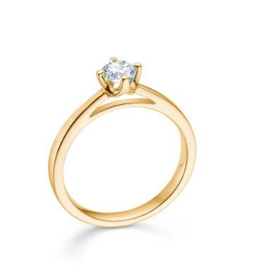 CROWN ring i 14 kt. guld m. diamant
