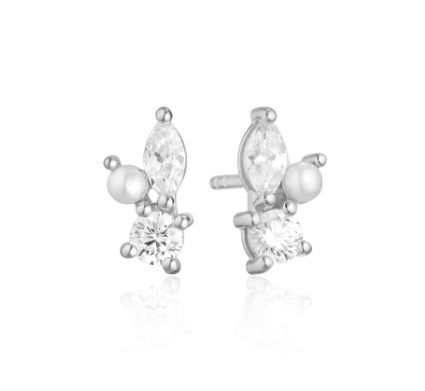 ØRERINGE ADRIA TRE PICCOLO - MED FERSKVANDSPERLE OG HVIDE ZIRKONER.