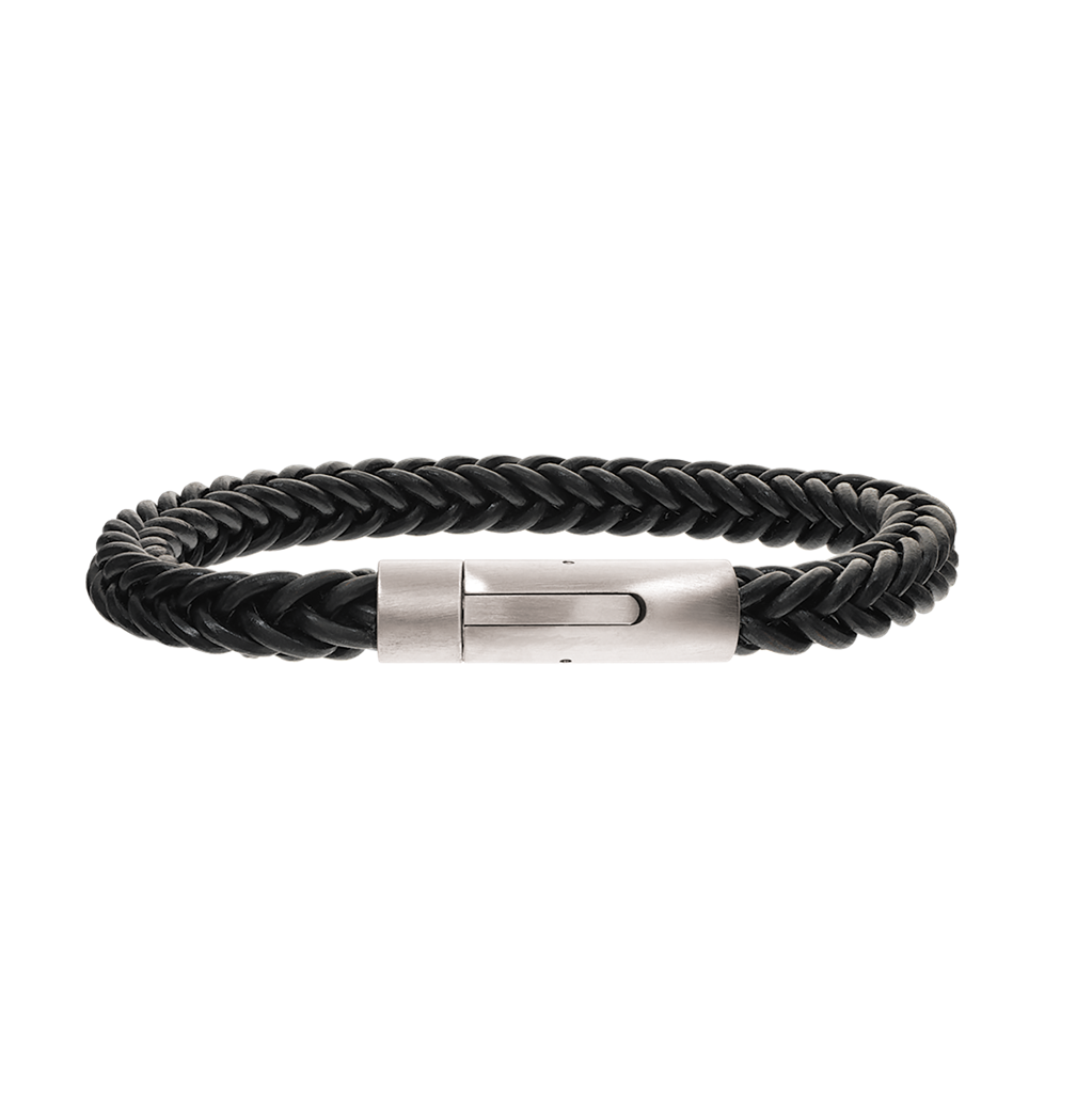 Sort flettet armbånd med stål lås