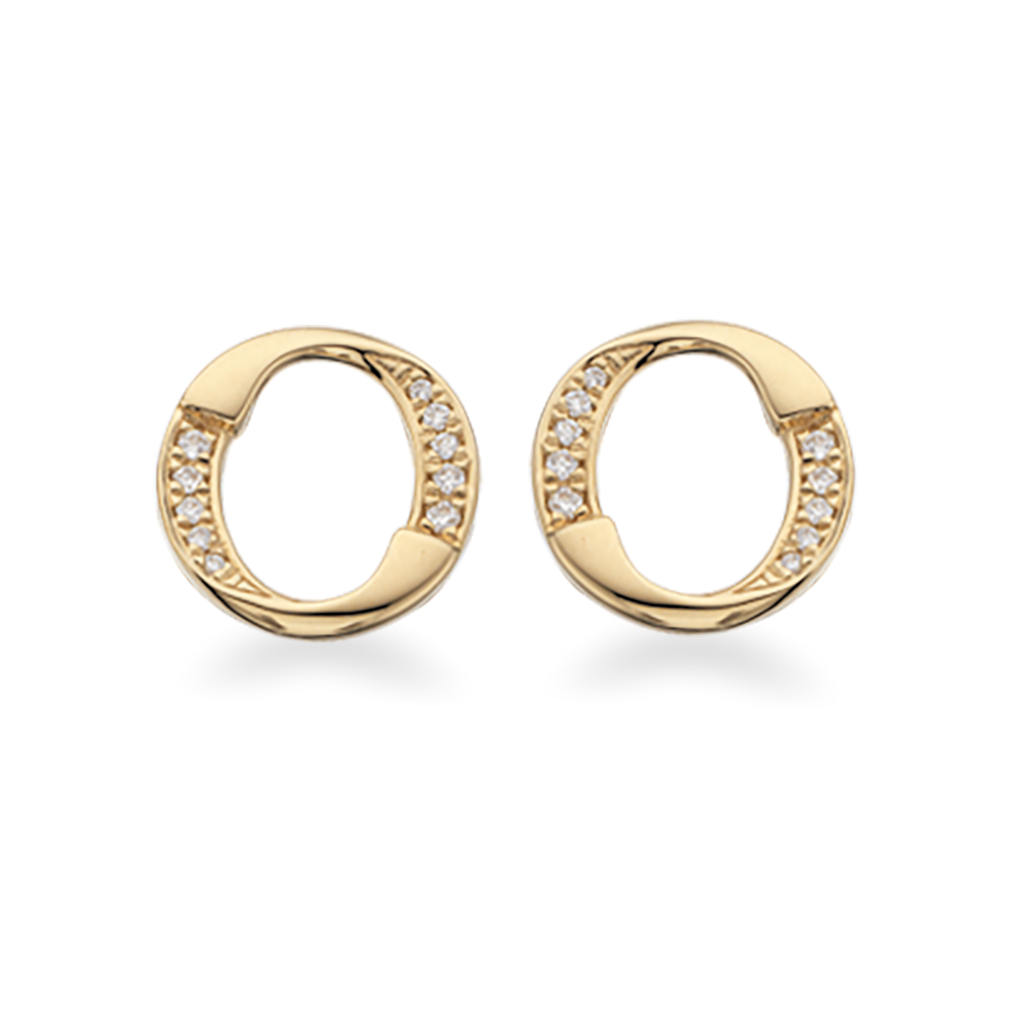 14 kt. øreringe med diamanter