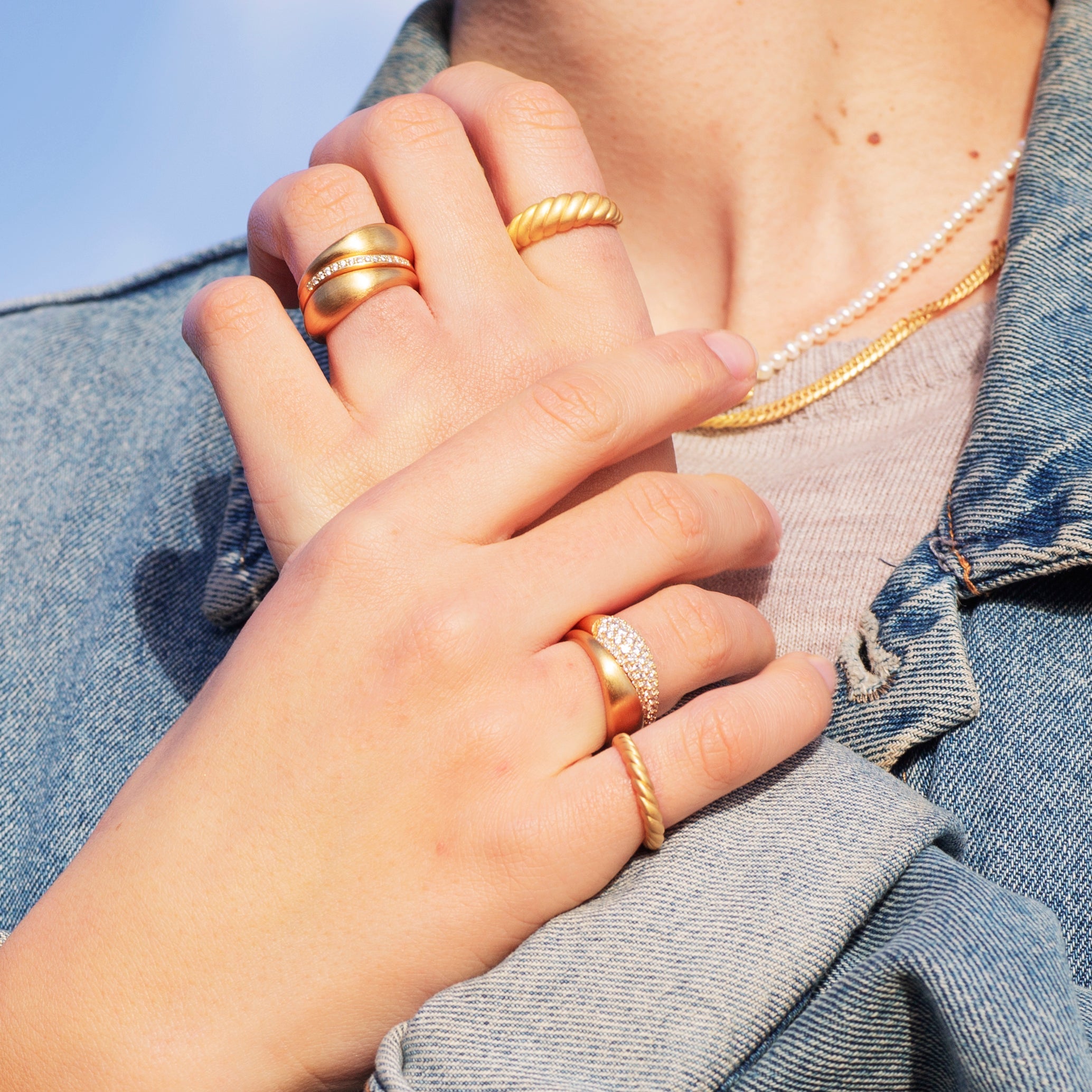 Ocean Flow Band Sparkle, forgyldt