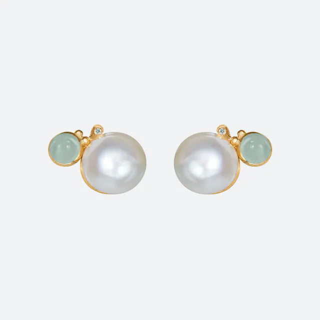 Boho stud øreringe stor, akvamarin A2930-406