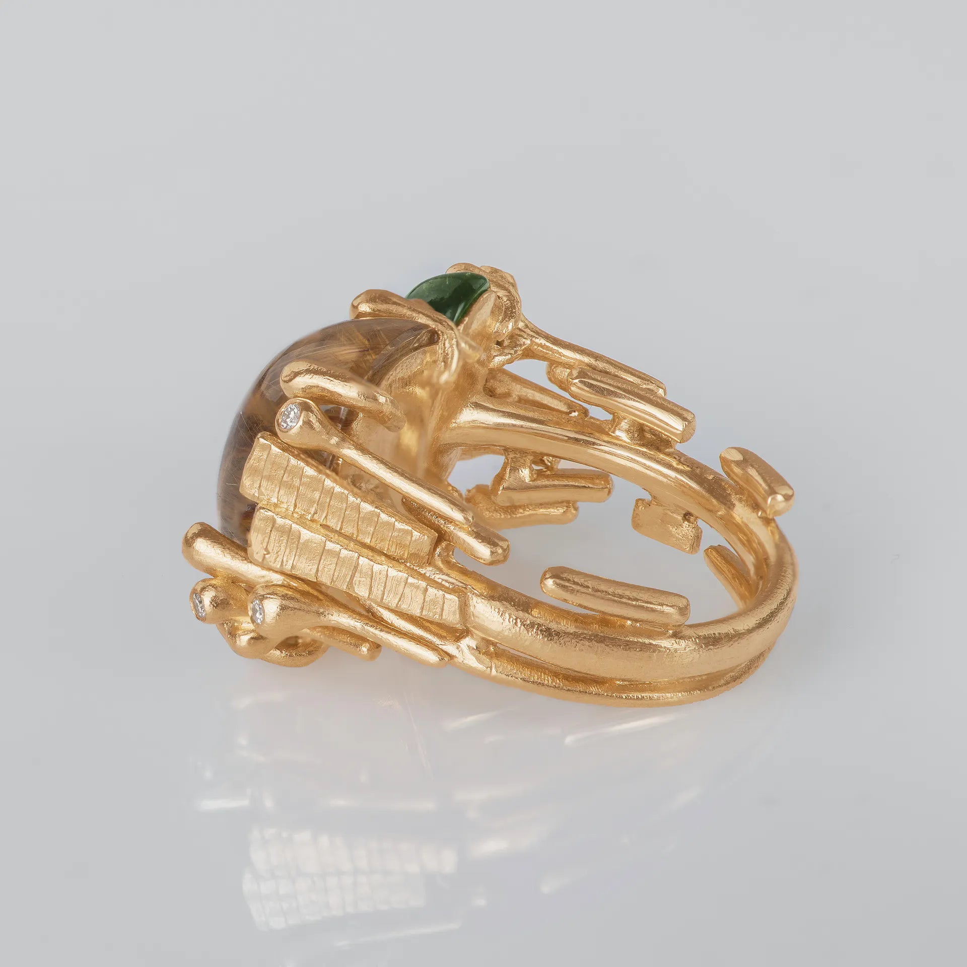 Boho doobelt ring, rutilkvarts og tumalin A2925-401