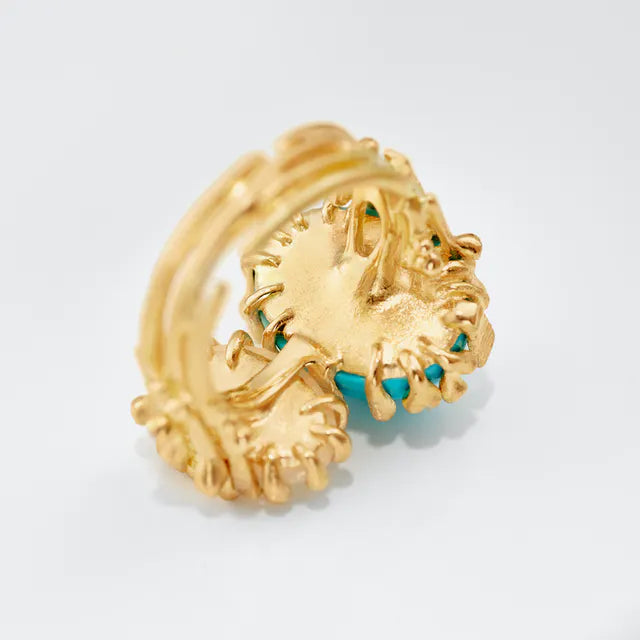 Boho dobbelt ring, turkis og opal A2922-401