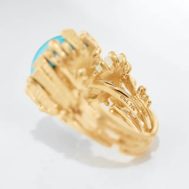 Boho dobbelt ring, turkis og opal A2922-401