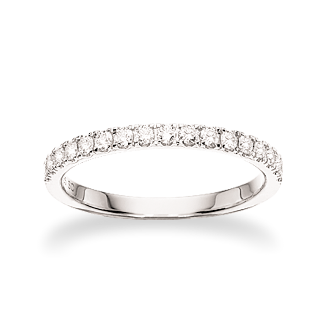 14 kt. alliancering i hvidguld med diamanter