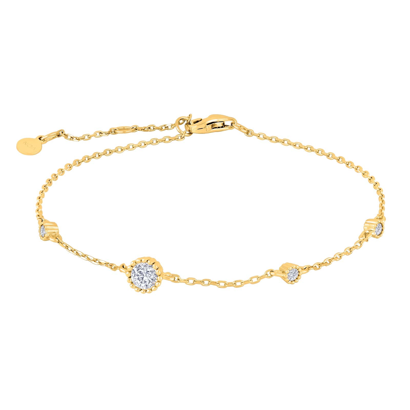 Forgyldt sølv armbånd m. zirkonia