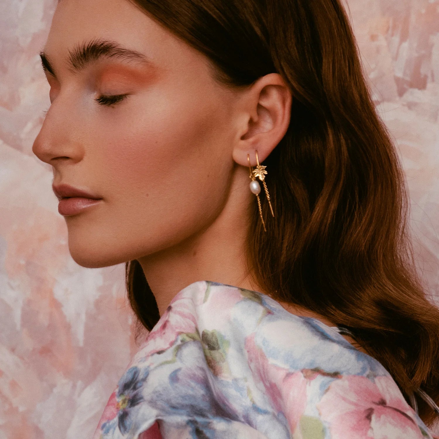 Caley - Kædeøreringe med blad Forgyldt